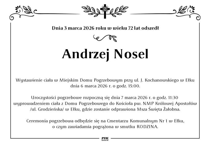 Andrzej Nosel - nekrolog